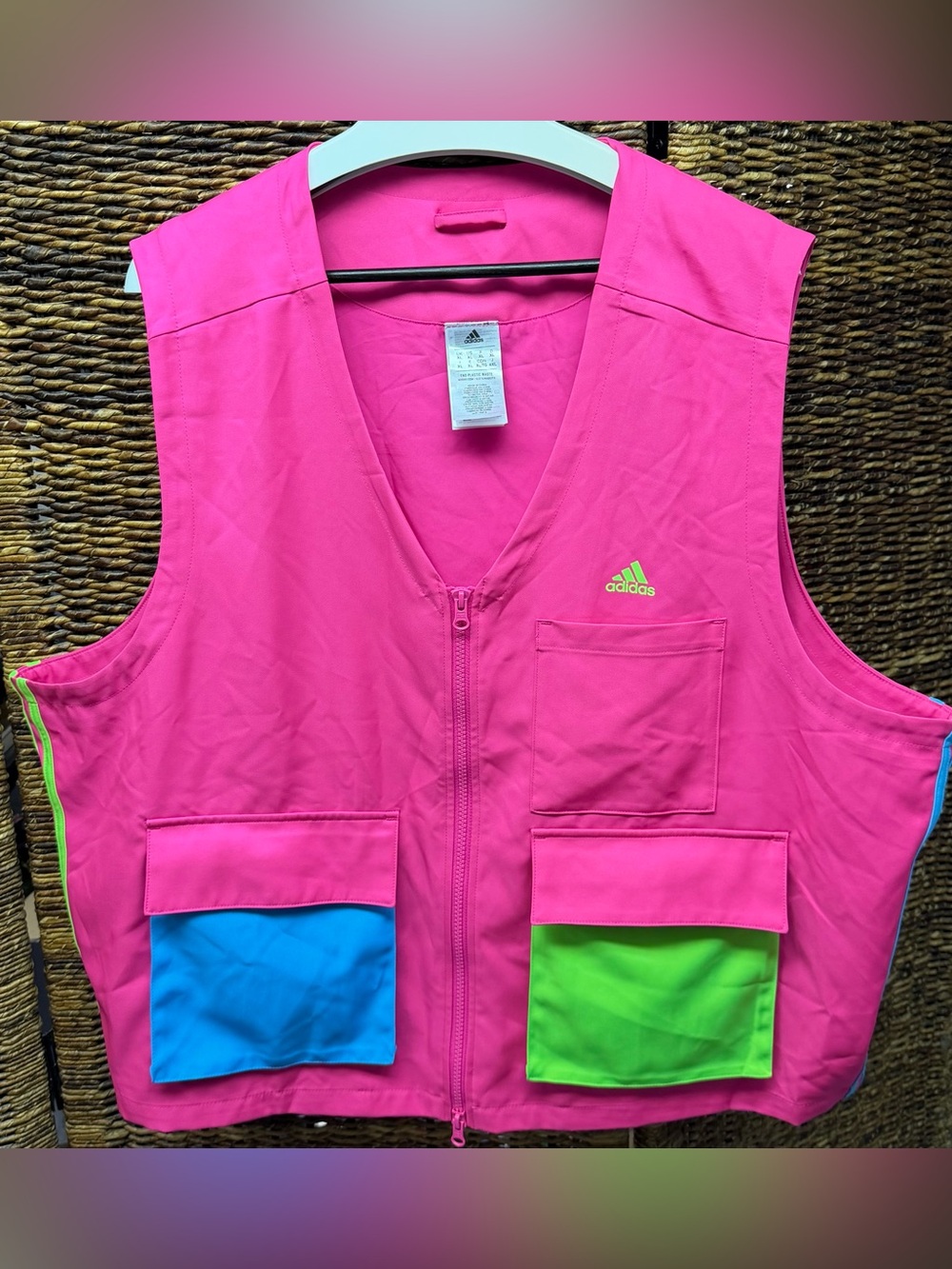 adidas Kidcore Utility-Piece Vest -‎ Hot Pink with Blue & Lime Pockets-XL